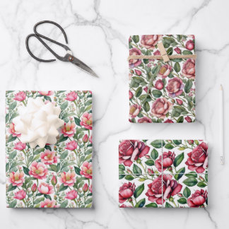 Chic Elegant  roze roze rozen Floral Inpakpapier Vel