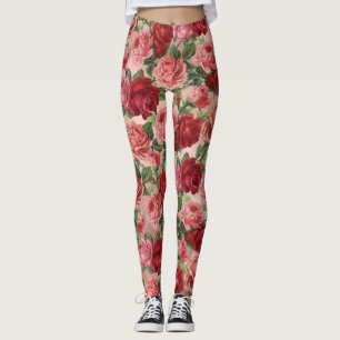 Chic Elegant  roze roze rozen Floral Leggings