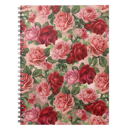 Chic Elegant roze roze rozen Floral Notitieboek (Voorkant)