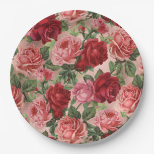 Chic Elegant  roze roze rozen Floral Papieren Bordje