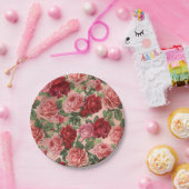 Chic Elegant roze roze rozen Floral Papieren Bordje (Feest)