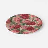 Chic Elegant roze roze rozen Floral Papieren Bordje (Gekanteld)