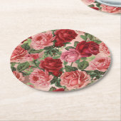 Chic Elegant  roze roze rozen Floral Ronde Kartonnen Onderzetter (Gebogen)