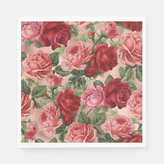 Chic Elegant roze roze rozen Floral Servet (Voorkant)