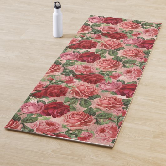 Chic Elegant  roze roze rozen Floral Yogamat (In situ)