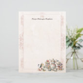 Chic Elegant Roze Thee Monogrammed Papier van het  (Staand voorkant)
