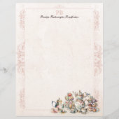 Chic Elegant Roze Thee Monogrammed Papier van het  (Voorkant)