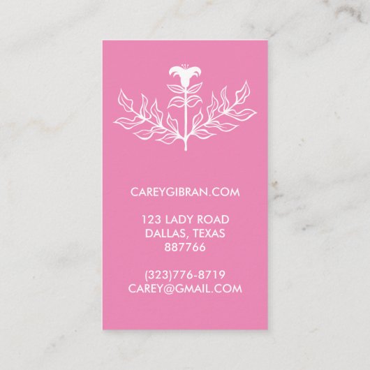 Chic Elegant Roze White Lily Line Drawing CUSTOM Klantenkaartje (Achterkant)