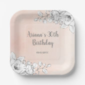 Chic Elegant Roze Witte Bloemen Papieren Bordje (Voorkant)