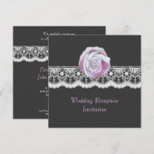 Chic elegant rozen lace bruiloft receptie uitnodig kaart (Voorkant / Achterkant)