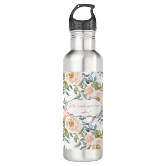 Chic Elegant Rozen, Motivatie Bericht Waterfles (Voorkant)