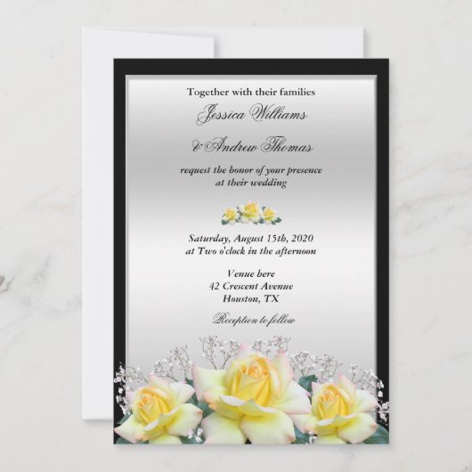 Chic Elegant Rozen Silver Wedding Kaart (Voorkant)