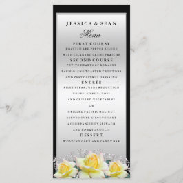 Chic Elegant Rozen Silver Wedding Menu