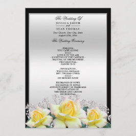 Chic Elegant Rozen Silver Wedding Programmakaart
