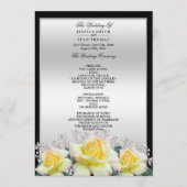 Chic Elegant Rozen Silver Wedding Programmakaart (Voorkant)