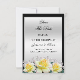 Chic Elegant Rozen Silver Wedding Save The Date