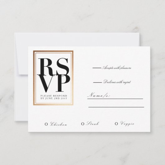Chic & Elegant RSVP | Gold Foil Lijst Accent (Voorkant)