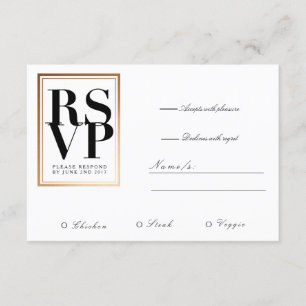 Chic & Elegant RSVP Gold Foil Lijst Accent Kaartje