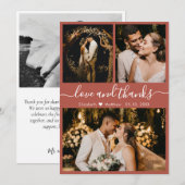 Chic Elegant Script 3 Photo Collage Wedding Bedankkaart (Voorkant / Achterkant)