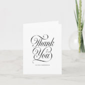 Chic Elegant Script Black & White Baby Shower Bedankkaart (Voorkant)