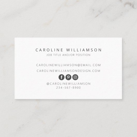 Chic Elegant Script Calligraphy Social Media Picto Visitekaartje (Achterkant)