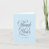Chic Elegant Script Light Blue Boy Baby Shower Bedankkaart (Voorkant)