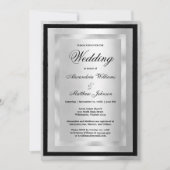 Chic Elegant Silver Black Glamour Luxury Wedding  Kaart (Voorkant)