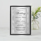 Chic Elegant Silver Black Glamour Luxury Wedding  Kaart (Staand voorkant)