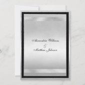 Chic Elegant Silver Black Glamour Luxury Wedding  Kaart (Achterkant)