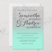 Chic elegant Silver Glitter Mint Groen bruiloft Kaart (Voorkant)