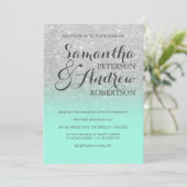 Chic elegant Silver Glitter Mint Groen bruiloft Kaart (Staand voorkant)