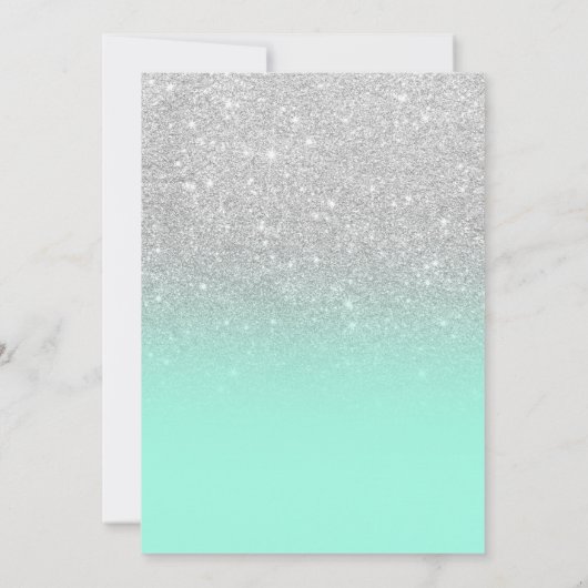 Chic elegant Silver Glitter Mint Groen bruiloft Kaart (Achterkant)