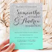 Chic elegant Silver Glitter Mint Groen bruiloft Kaart