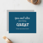 Chic Elegant Simple Navy Blue Happy Retirement Notitiekaartje (Voorkant / Achterkant in situ)