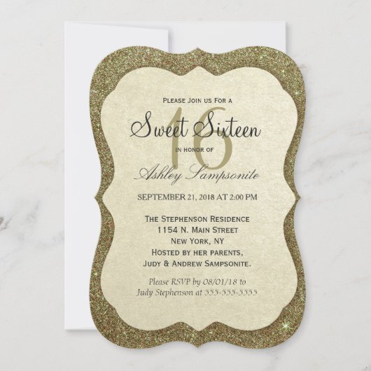 Chic Elegant Sparkly Faux Gold Glitter Kaart (Voorkant)