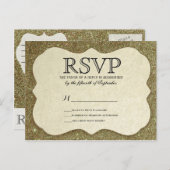 Chic Elegant Sparkly Faux Gold Glitter Uitnodiging Briefkaart (Voorkant / Achterkant)