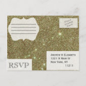 Chic Elegant Sparkly Faux Gold Glitter Uitnodiging Briefkaart (Achterkant)