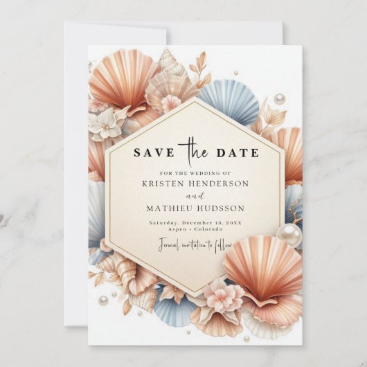 Chic Elegant strand bruiloft Save The Date (Voorkant)