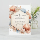 Chic Elegant strand bruiloft Save The Date (Staand voorkant)