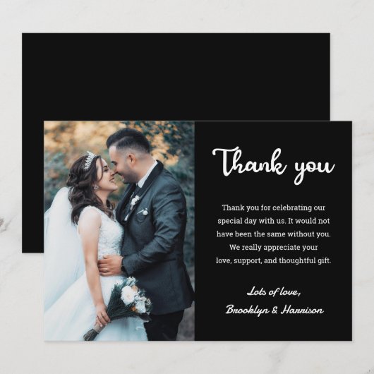 Chic Elegant Stylish Bride and Groom Wedding Photo Bedankkaart (Voorkant / Achterkant)