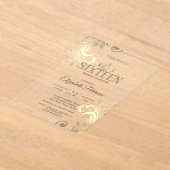 Chic Elegant Swirls Gold Tiara Sweet 16 Acryl Uitnodigingen (Laagn)