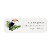 Chic Elegant Tropical Rainforest Toucan-adres Etiket (Voorkant)
