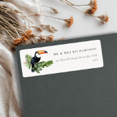 Chic Elegant Tropical Rainforest Toucan-adres Etiket