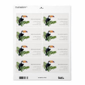 Chic Elegant Tropical Rainforest Toucan-adres Etiket (Full Sheet)