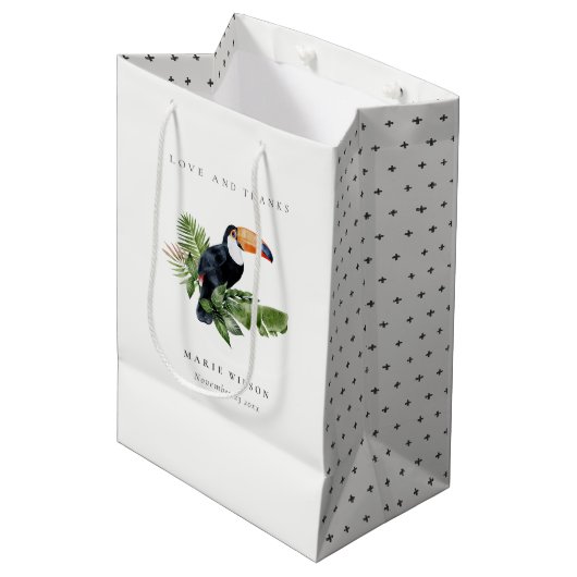 Chic Elegant Tropical Rainforest Toucan Wedding Medium Cadeauzakje (Voorkant Gekanteld)