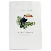 Chic Elegant Tropical Rainforest Toucan Wedding Medium Cadeauzakje (Voorkant)