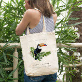 Chic Elegant Tropical Rainforest Toucan Wedding Tote Bag