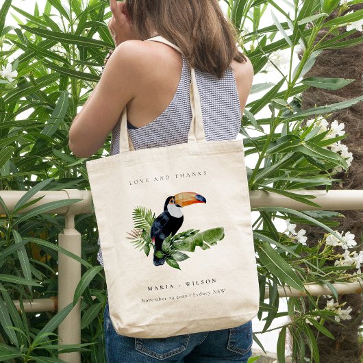Chic Elegant Tropical Rainforest Toucan Wedding Tote Bag