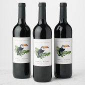 Chic Elegant Tropical Rainforest Toucan Wedding Wijn Etiket (Flessen)