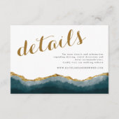Chic Elegant Turquoise Gold Agate Wedding Detail Informatiekaartje (Voorkant)